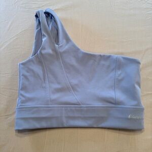 Qinsen Light Blue Asymmetrical Crop Top with Bra Size S